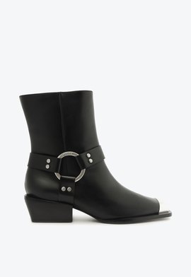 Bota Irvine Couro Biqueira Metal Preta