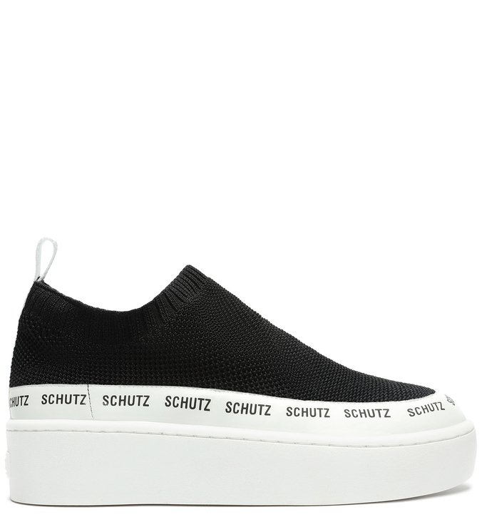 Tênis Flatform Schutz Logo Knit Preto