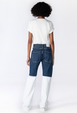 Calça Wide Leg Marina Duo Color Jeans