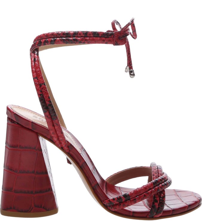 Sandália Salto Cone Lace-Up Python Red Sandália Salto Cone Lace-Up Python Red