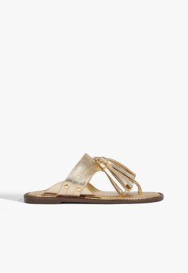Sandália Rasteira Maribel Couro Dourado