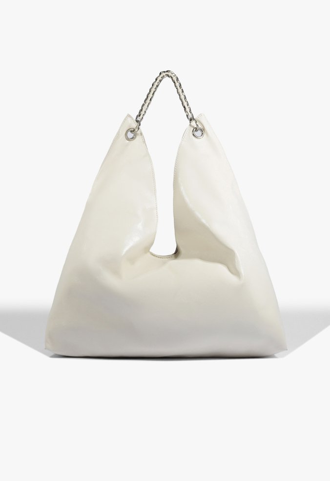 Bolsa Hobo Vinil Preta Branca