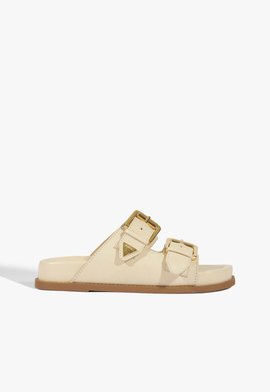 Sandália Papete Aurora Couro Creme