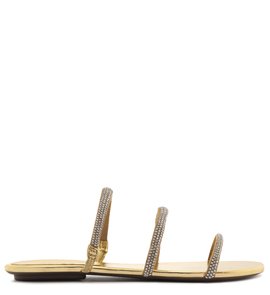 Sandália Rasteira Tiras Glam Dourado