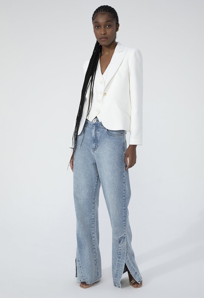 Calça Jeans Wide Leg Domenica Azul Claro