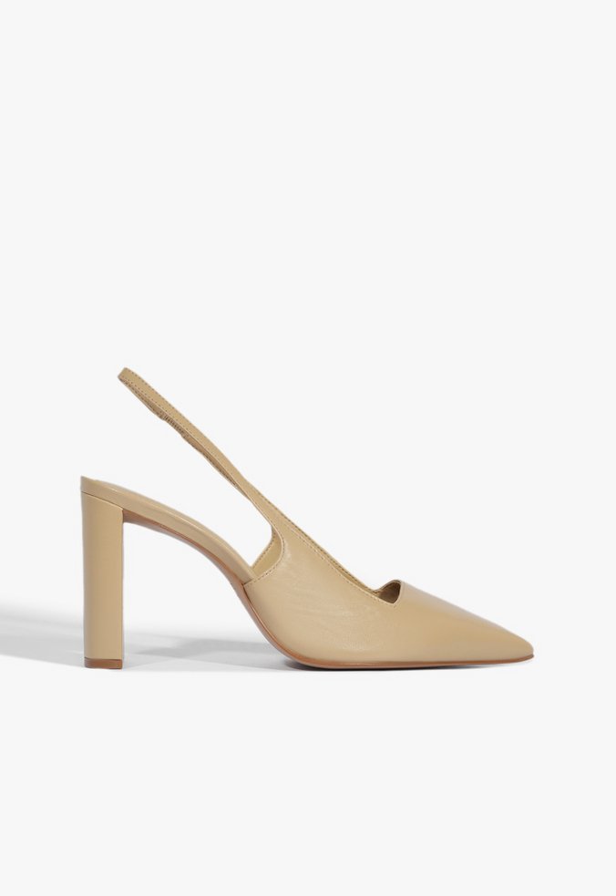 Slingback salto block Nude