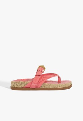 Sandália Papete Scalea Couro Croco Pink
