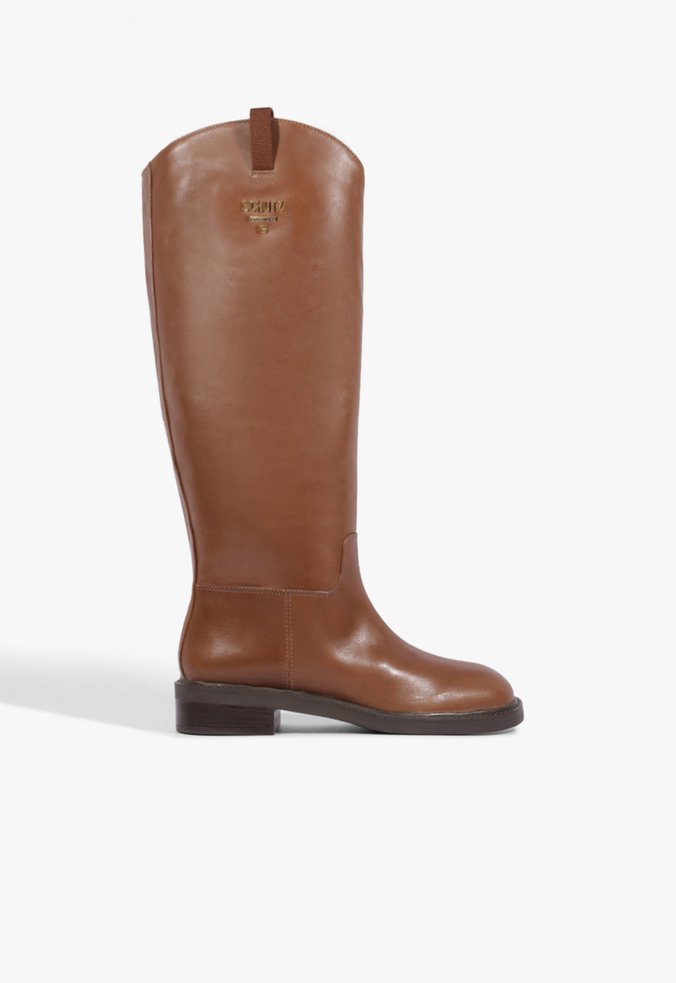 Bota Lisa Cano Longo Marrom