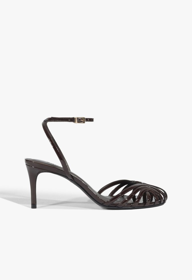 Sandália Salto Médio Liana Couro Marrom