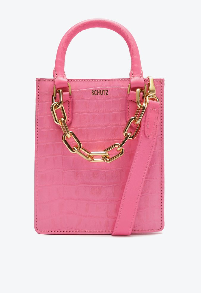 Bolsa Tiracolo Schutz Smolz Cher Couro Croco Rosa