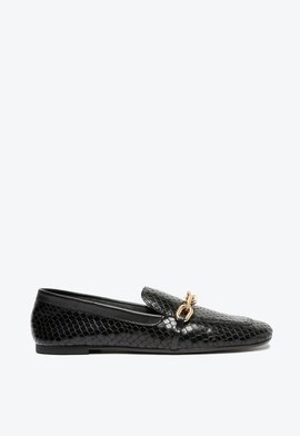 Mocassim Couro Snake Corrente Preto