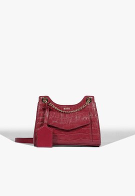 Bolsa Tiracolo Couro Croco Vermelho