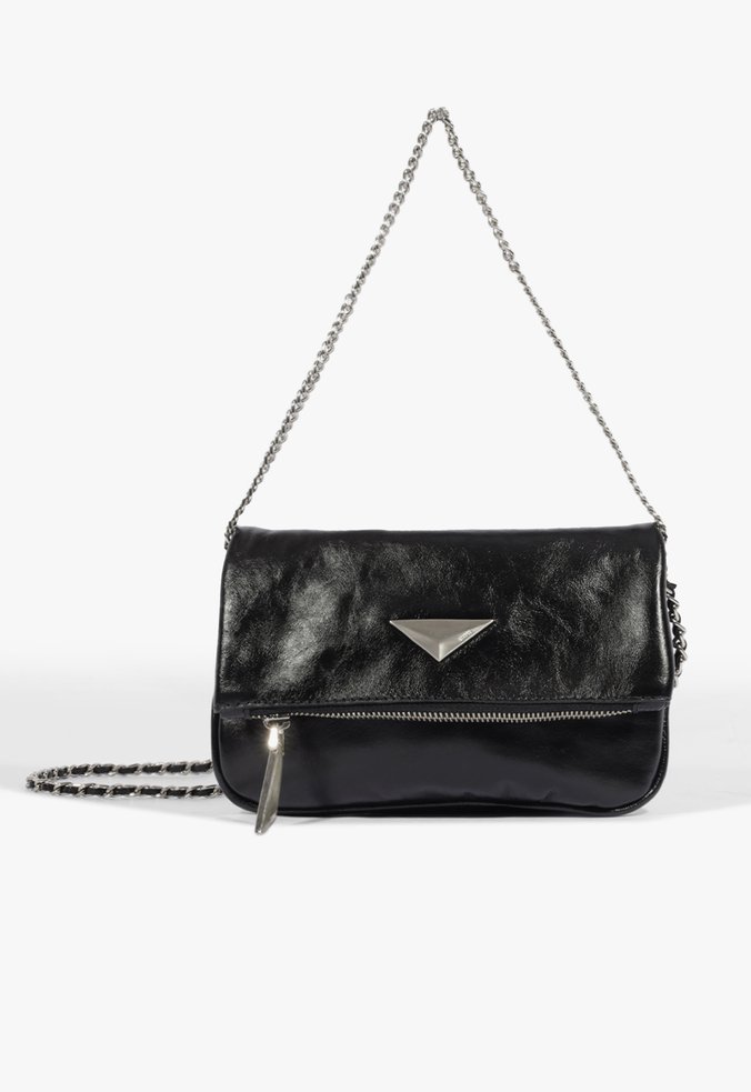 Bolsa Clutch Denny Média Couro Preta