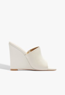 Tamanco Plataforma Wedge Couro Branco