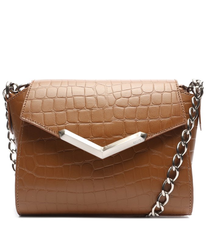 Bolsa Tiracolo Pequena Alexa Croco Caramelo