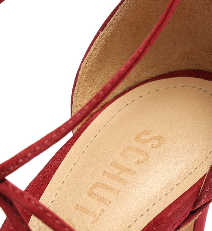 Sapato Scarpin Amarração Camurça Vermelha