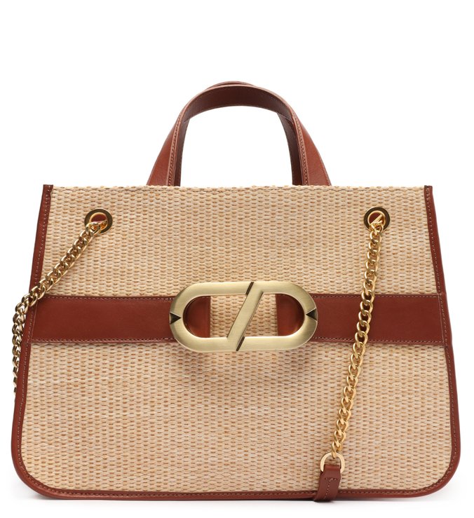 Bolsa Tote Grande Eloise Ráfia Marrom