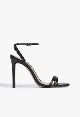 Sandália Salto Alto Couro Preta