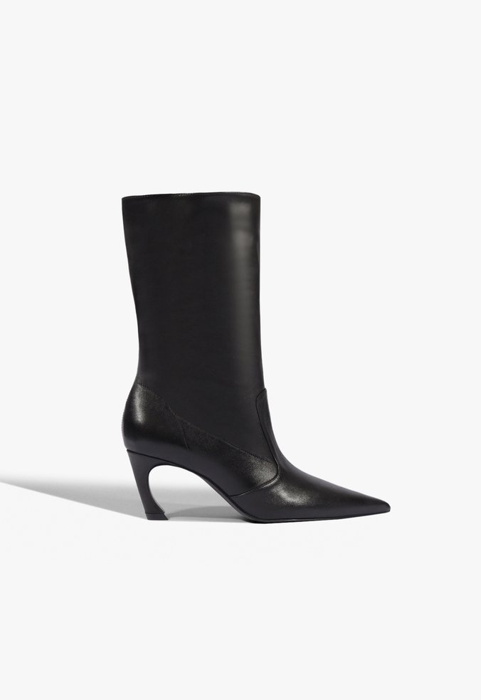Bota Lexi Mid Slouch Bootie Couro Preta