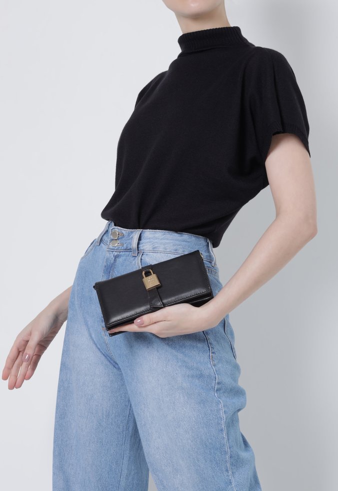 Bolsa Carteira Robin Couro Preta