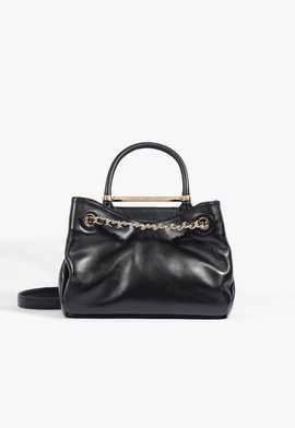 Bolsa Mini Tote Crush Couro Preta