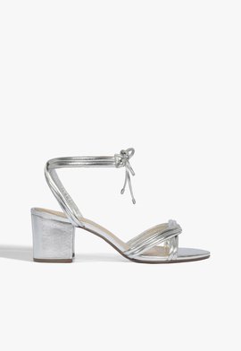 Sandália Block Heel Strings Prata