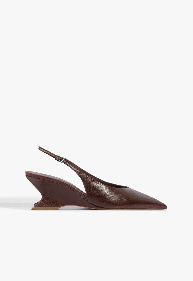 Slingback Siena Mid Buckle Couro Marrom