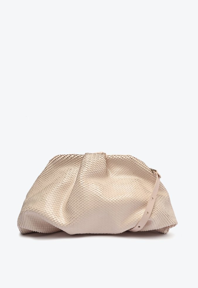Bolsa Maxi Clutch Avril Couro Snake Rosa | Schutz