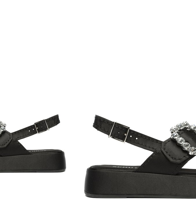 Sandália Flatform Cetim Preta Sandália Flatform Cetim Preta