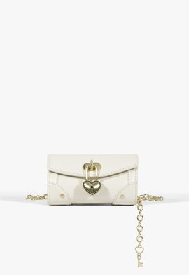 Pochete Heart Vault Bag Pequena Couro Branca