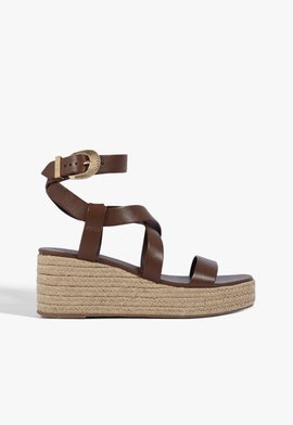 Sandália Plataforma Couro Marrom