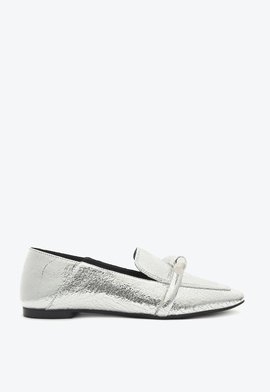 Mocassim Croco Prateado