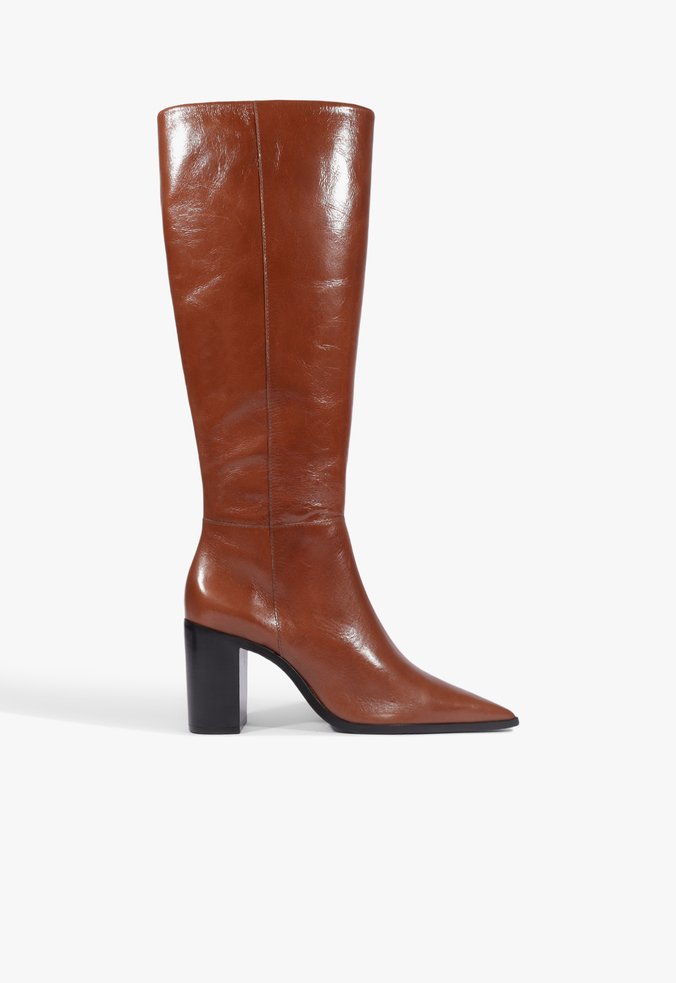 Bota Mikki Up Block Casual Couro Marrom