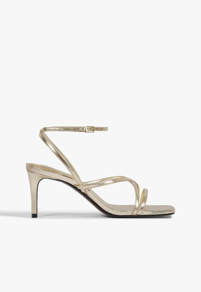 Sandália Transversal Couro Dourado