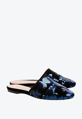 Sapato Mule Paetês Azul