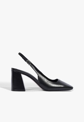 Scarpin Slingback Leia Block Couro Preto
