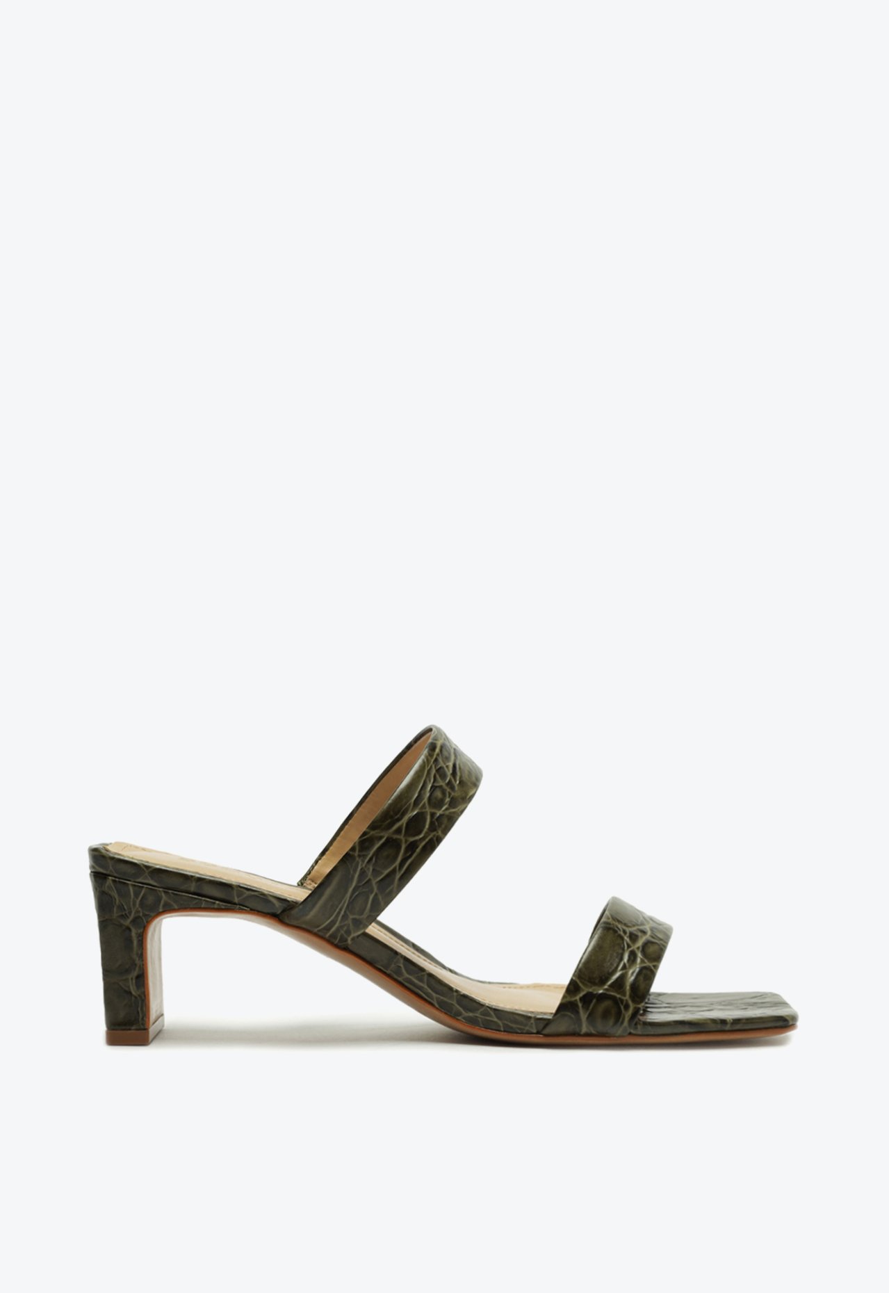 Sandália Mule Salto Couro Verde | Schutz