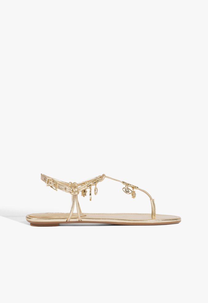 Sandália Rasteira Tira Metalizada Dourado