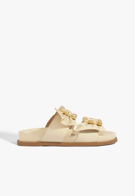 Sandália Papete Naomi Couro Branco