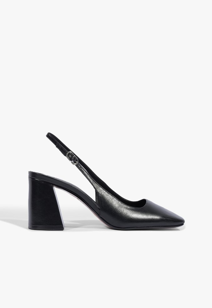 Slingback Leia Block Couro Preto