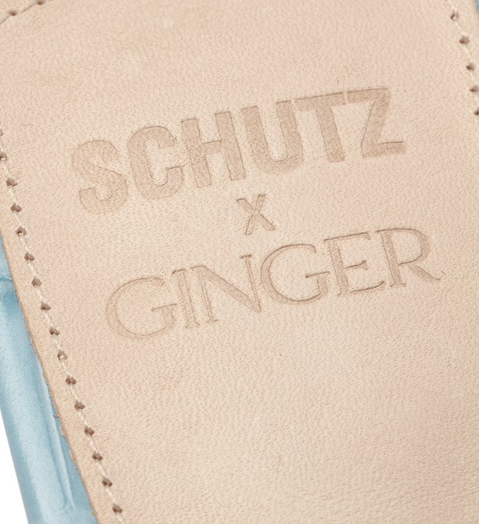Schutz X Ginger Mule Geometric Croco Blue Schutz X Ginger Mule Geometric Croco Blue
