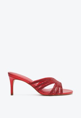 Mule Salto Médio Fino Vermelha