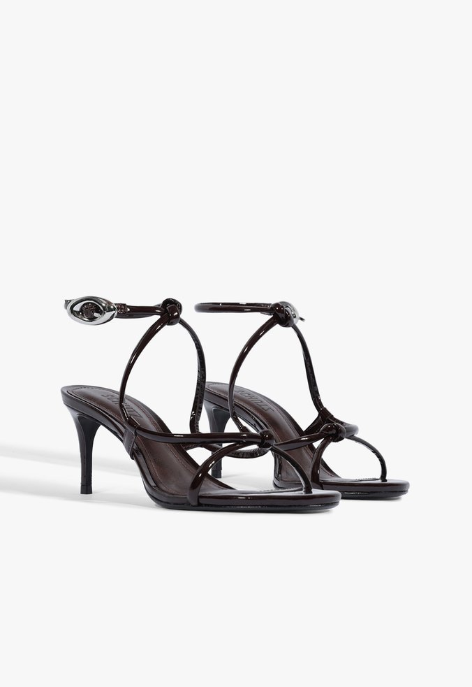 Sandália Salto Glam Curves Couro Marrom | Schutz