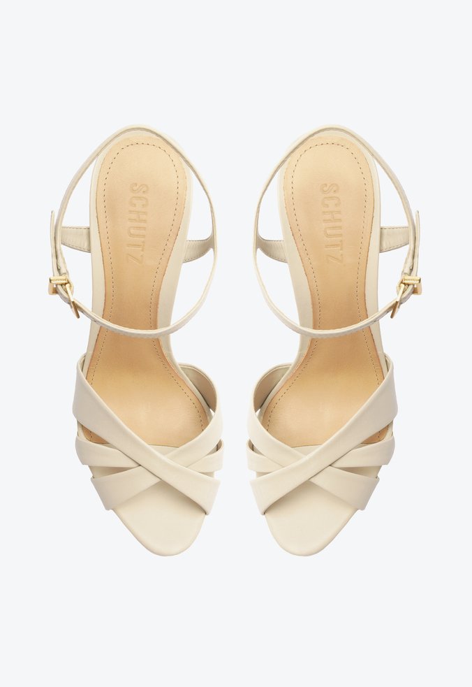 Sandália Keefa High Block Couro Off White | Schutz