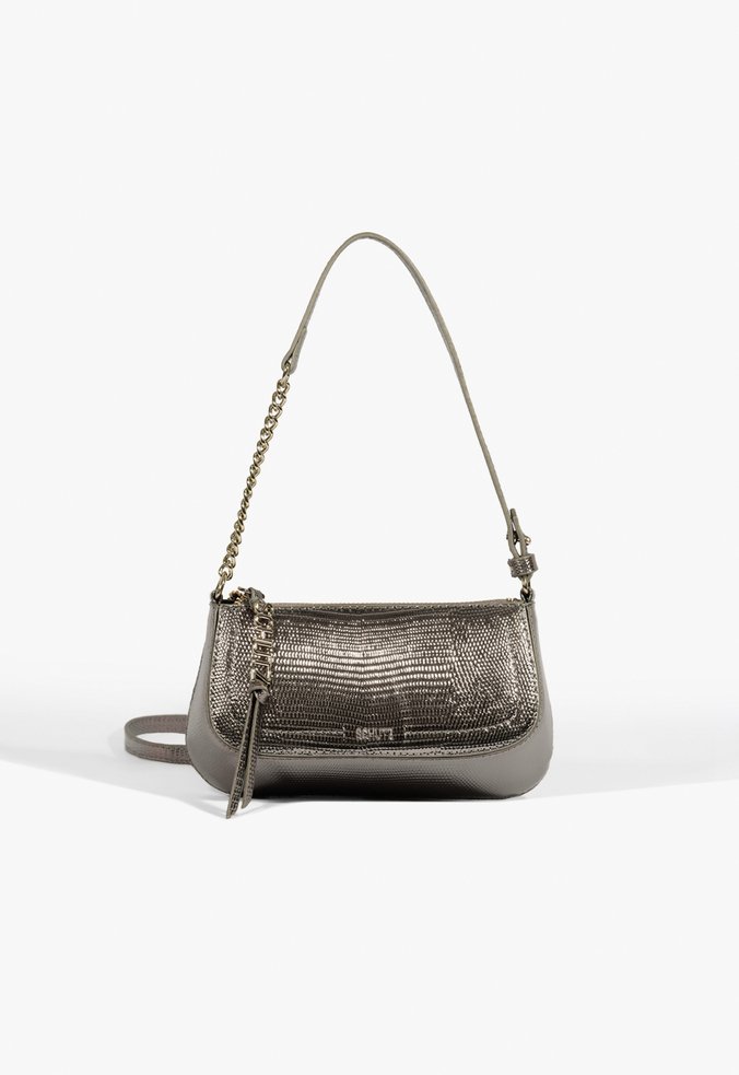 Bolsa Tiracolo Tina Croco Pequena Prata