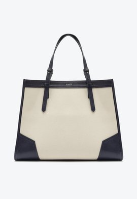 Bolsa Shopping Grande Susan Lona Couro Azul