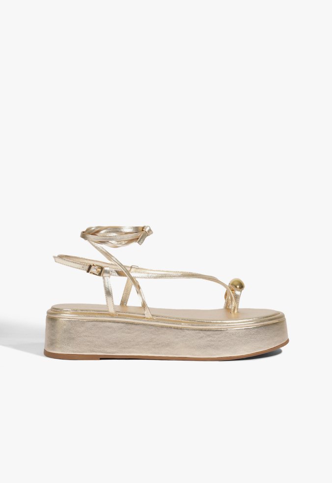 Sandália Papete Zadie Couro Dourada