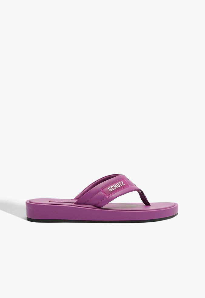 Chinelo Zoe Couro Roxo