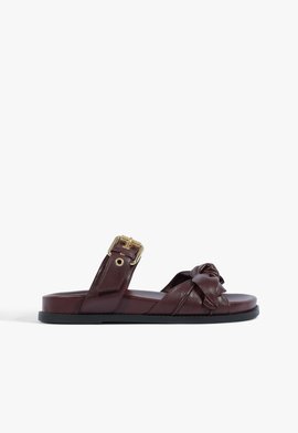 Sandália Papete Adria Couro Vinho