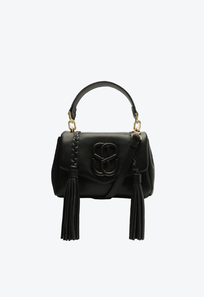 Bolsa Pequena Tiracolo Braided Couro Preta
